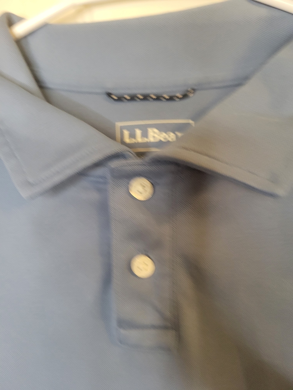 LL Bean Polo Shirt Rugby Slightly Fitted Blue Long Sleeve Men Large Regular - Picture 6 of 8